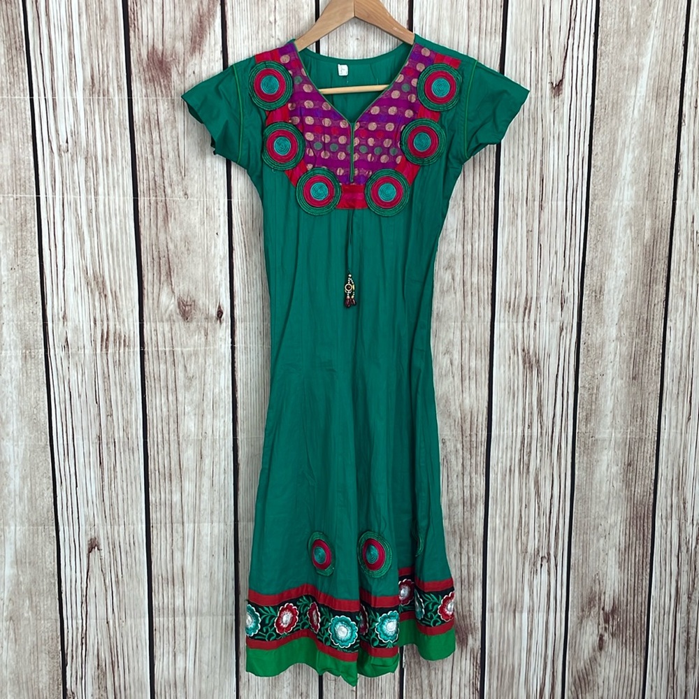 Emerald green Embroidered Dress XS/S